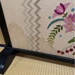 花刺繍　パーテーション　衝立　屏風の画像