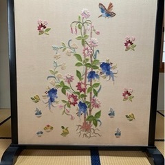 花刺繍　パーテーション　衝立　屏風の画像