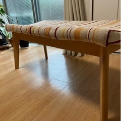 【引き取り無料】2〜3人掛けベンチチェア　ニトリ　ストライプ柄　