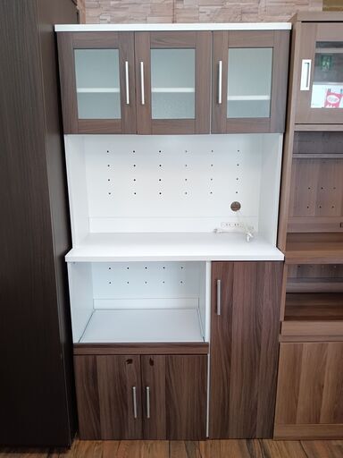 キッチンボード　ダークブラウン　サイズ（約）幅９０×奥４１×高１８０　　■近隣配送無料 買取GO‼　栄和店