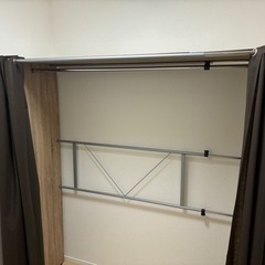 カーテン付き木製ワイドハンガーラック