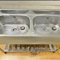 業務用 2槽シンク シンク バックガードあり ステンレス製 流し台 ステンレス流し キッチン 洗い場 厨房用品 厨房機器の画像