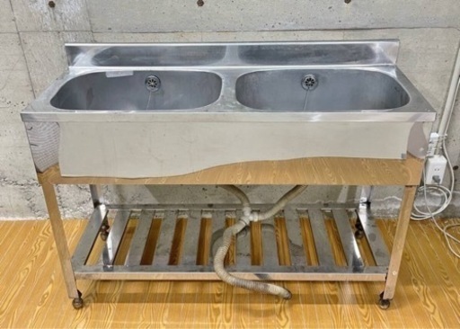 業務用 2槽シンク シンク バックガードあり ステンレス製 流し台 ステンレス流し キッチン 洗い場 厨房用品 厨房機器