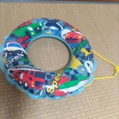 浮き輪 50cm くるま 水色 ロープ付の画像