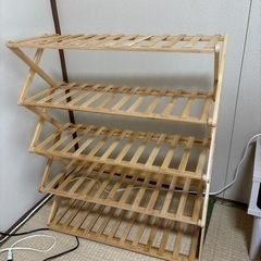 【値引き中‼️】【美品】天然竹製 シューズラック 