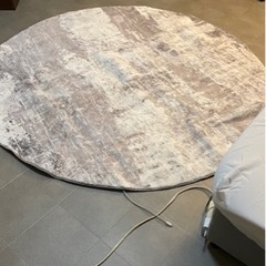 円形ラグ　直径160cm 白&グレー　値下げ可能