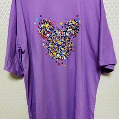 レディース Tシャツ 夏服半袖 ロングTシャツ パープル XL 韓国ファッションの画像