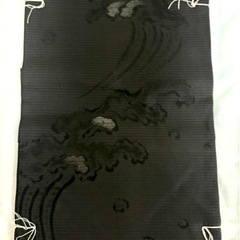【新品】帯 黒 麻 波模様 波　夏用の画像