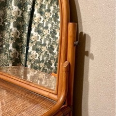 籐製ドレッサー(ガラス板付き)の画像