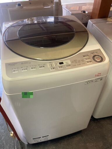 ☆中古￥10,800！SHARP　8.0kg洗濯機　家電　ES-GV8C-S型　2019年製　【BG101】