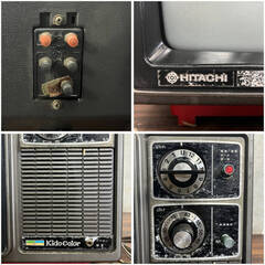 🔷🔶🔷WY12/97 希少 日立 HITACHI カラーテレビ C14-407 ブラウン管 1977年製 昭和52年 赤色 レッド 昭和レトロ アンテナ ※ジャンク品　🔷🔶🔷の画像