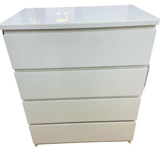 【レガストック川崎本店】IKEA MALM マルム チェスト 引き出し 4段 ガラストップ付き ホワイト 80x100 cm