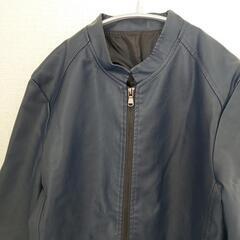 軽量！お洒落なネイビーカラー！PUレザージャケット Sサイズ の画像