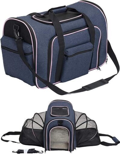 ★プライスダウン★中古peconi ペット キャリーバッグ  猫 小型犬 用 (L, デニム)