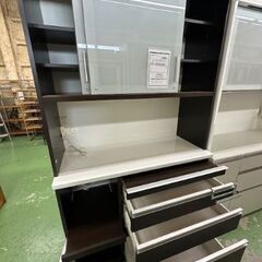 【ドリーム川西店御来店限定】 松田家具 2枚扉オープンボード ダークブラウン H2060×W1169×D486 クリーニング済み 【2001245255600645】の画像
