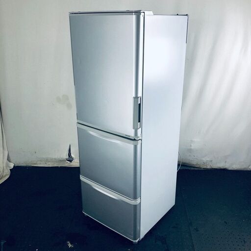 ID:re10980 【自社配送エリア内限定】シャープ SHARP 冷蔵庫 ファミリー 中古 2017年製 3ドア 350L シルバー ファン式 両方開き SJ-W351D-S  【リユース品：状態B】【送料無料】【設置費用無料】