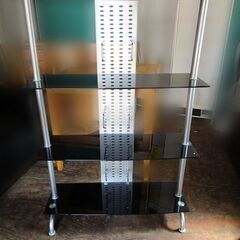 オープンラック◆ ガラス天板 ブックエンド付き 3段 家具 シェルフ 