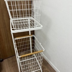 【値下げ】山崎実業ランドリーワゴン+バスケット
