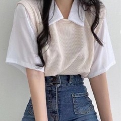 【地元限定価格】レディース　Tシャツ　ベージュ　ホワイト　新品　Ｌサイズの画像