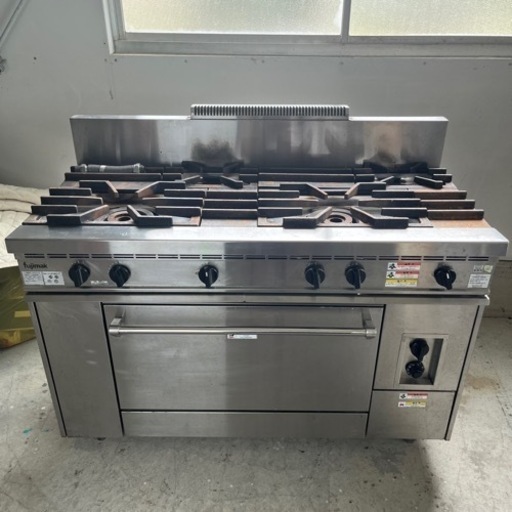 フジマック FGRNS126022 業務用ガスレンジ 内管式 厨房 ガスレンジ 5口コンロ 都市ガス 13A コンベックオーブン オーブン数1 fujimak 2019年製