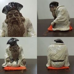 瀬戸焼 満寿窯 増田重幸 対局 布袋 寿老人 縁起物 置物 七福神 囲碁対局像 共箱あり 札幌市 新道東店の画像