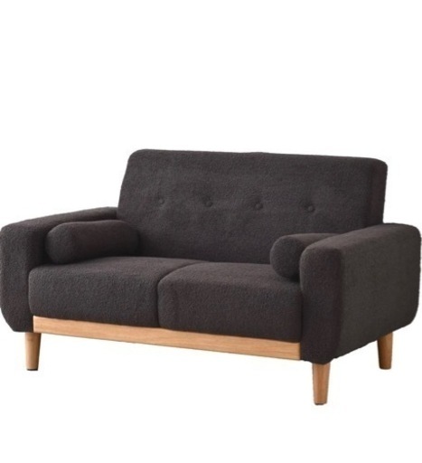 ソファ　2人掛け ブークレ生地 天然木