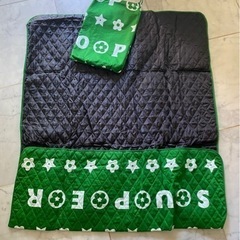 マット ピクニックマット  レジャーマット　コットン地〈スーパーホップス特製〉グリーンにホワイト字　布袋入りマット　　　　　　　　の画像