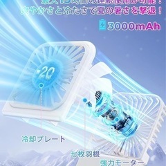 【2024多機能冷感】KANICHI ハンディファン 冷却プレート 折りたたみ扇風機/首掛け/手持ち/卓上 扇風機 小型 usb充電式 軽量 ハンディ扇風機 一台多役 携帯扇風機 Type-C 急速充電 強力 4段階風量調節(ホワイト)の画像