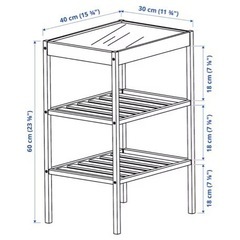 ☆サイドテーブル☆NESNA 40×30cm 組み立て済み 竹素材　強化ガラス IKEA イケア ネスナの画像