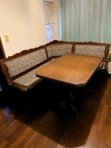 ポーランド製 ダイニングテーブル セット 伸長式 木製 チェア アンティーク
