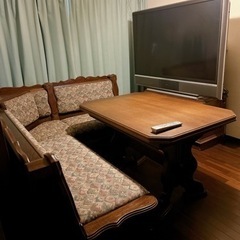 ポーランド製 ダイニングテーブル セット 伸長式 木製 チェア アンティークの画像