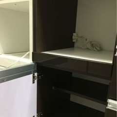 入江木工　キッチンボード　食器棚　レンジ台　システムキッチンボード　作業台付き　おしゃれ　スチームオーブン対応　幅100cmの画像