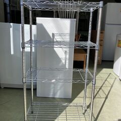 【リサイクルショップ　ピカソ　小松原】幅54 メタルラック 4段 クロムメッキ仕上げラック★4882★の画像