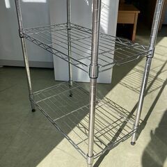 【リサイクルショップ　ピカソ　小松原】幅54 メタルラック 4段 クロムメッキ仕上げラック★4882★の画像