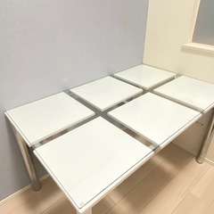 ダイニングテーブル ガラステーブル 白 デスク 4~6人用 の画像