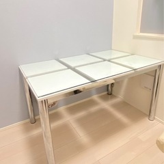 ダイニングテーブル ガラステーブル 白 デスク 4~6人用 の画像