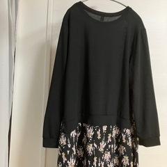 ワンピース 大きいサイズ レディース 長袖 黒 春 秋の画像