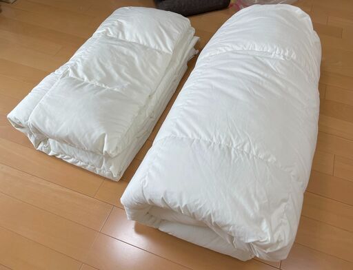 ダブルサイズ羽毛布団２枚合わせ【年中使えます】