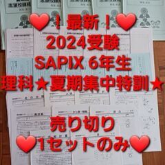 【★最新★2024受験】【理科・夏期集中特訓】Sapix6年 セット⑧