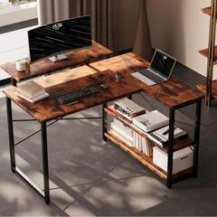 【取引中】未開封　棚収納付きL字デスクの画像