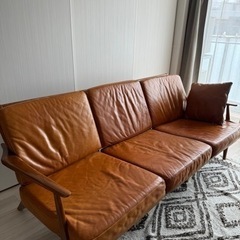 acme furniture ナンシー 本革ブラウンレザーソファ パッチ修理あり