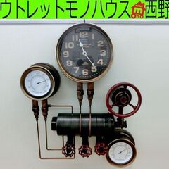 ■スチームパンク ウォールクロック 温湿時計 温度計 湿度計 S...