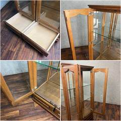 WY13/35 渡部木工 飾り棚 コレクションケース 木製 ガラス 照明付