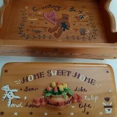 木製 小物置き&ポケットティッシュ入れの画像