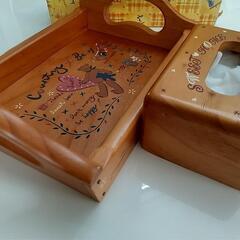 木製 小物置き&ポケットティッシュ入れの画像