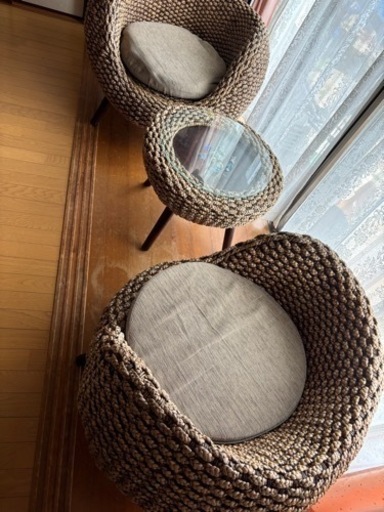 バリ島　編み込みソファーセット