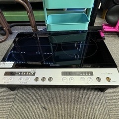 【リサイクルサービス八光】2020年製　アイリスオーヤマ　 2口 IHクッキングヒーター 工事不要 1400W 100V 脚付き ブラック IHK-W12SP-B