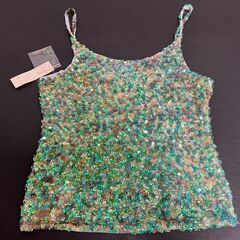 スパンコール キャミソール ダンス衣装 グリーン