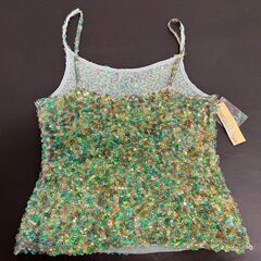 スパンコール キャミソール ダンス衣装 グリーンの画像