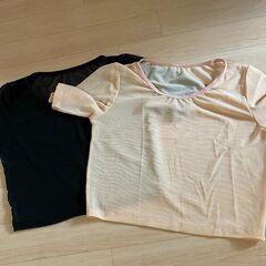 【新品2枚セット】ショート丈のTシャツ シースルー メッシュ　黒と白